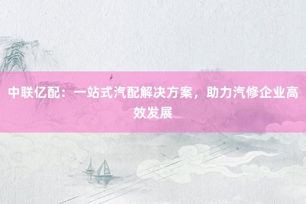 中联亿配：一站式汽配解决方案，助力汽修企业高效发展