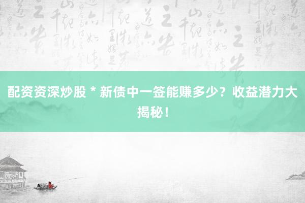 配资资深炒股 * 新债中一签能赚多少？收益潜力大揭秘！