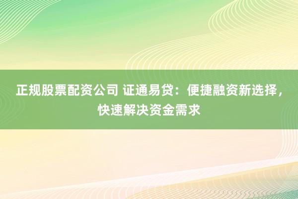 正规股票配资公司 证通易贷：便捷融资新选择，快速解决资金需求