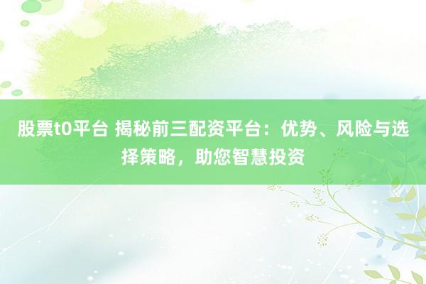 股票t0平台 揭秘前三配资平台：优势、风险与选择策略，助您智慧投资