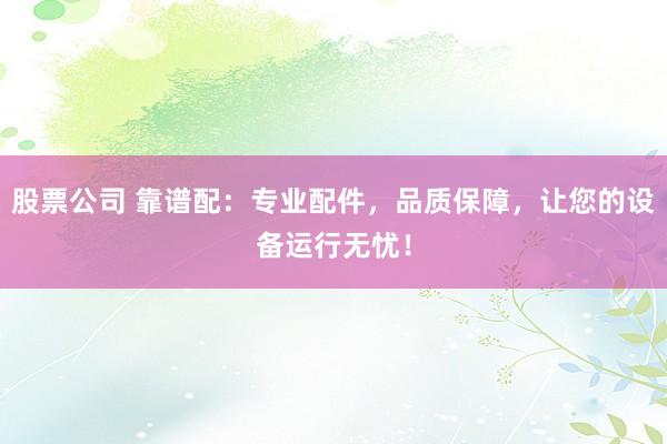 股票公司 靠谱配：专业配件，品质保障，让您的设备运行无忧！