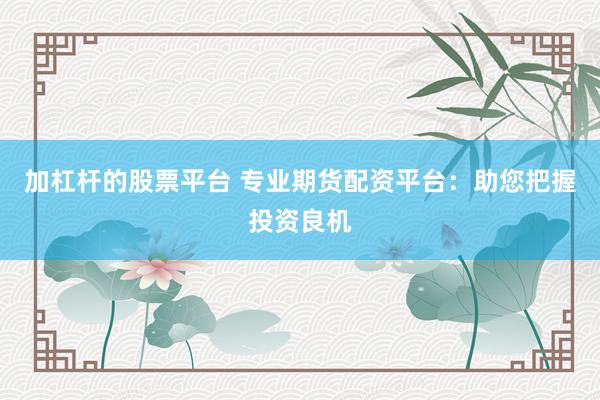加杠杆的股票平台 专业期货配资平台：助您把握投资良机