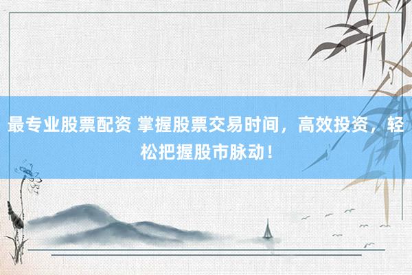 最专业股票配资 掌握股票交易时间，高效投资，轻松把握股市脉动！