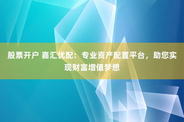 股票开户 嘉汇优配：专业资产配置平台，助您实现财富增值梦想