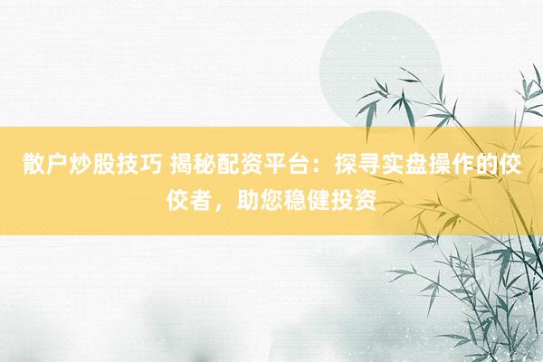 散户炒股技巧 揭秘配资平台：探寻实盘操作的佼佼者，助您稳健投资