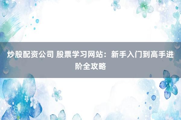 炒股配资公司 股票学习网站：新手入门到高手进阶全攻略