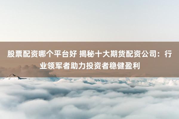 股票配资哪个平台好 揭秘十大期货配资公司：行业领军者助力投资者稳健盈利
