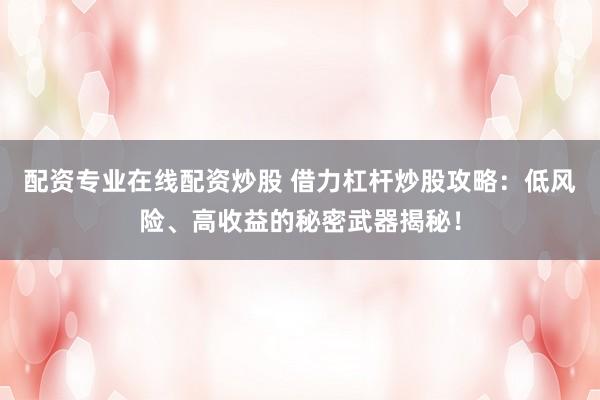 配资专业在线配资炒股 借力杠杆炒股攻略：低风险、高收益的秘密武器揭秘！