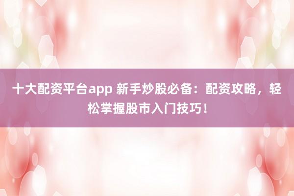 十大配资平台app 新手炒股必备：配资攻略，轻松掌握股市入门技巧！