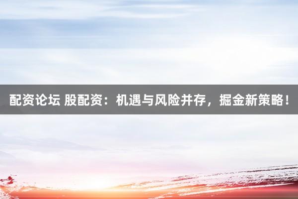配资论坛 股配资：机遇与风险并存，掘金新策略！