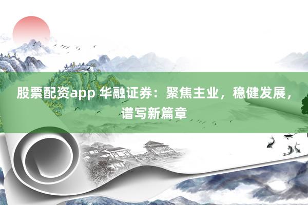 股票配资app 华融证券：聚焦主业，稳健发展，谱写新篇章