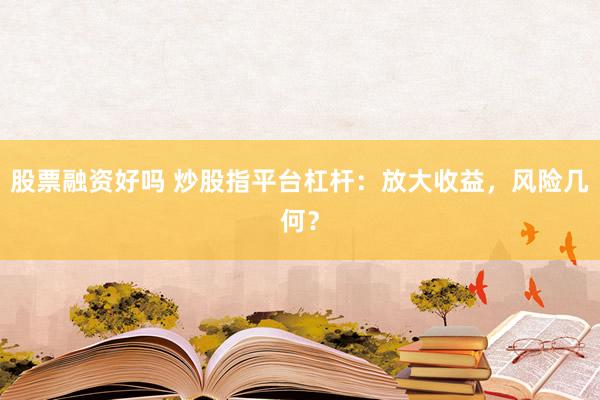 股票融资好吗 炒股指平台杠杆:放大收益,风险几何?