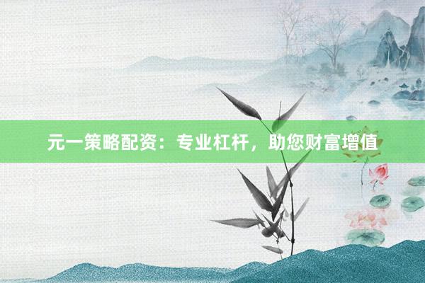 元一策略配资：专业杠杆，助您财富增值