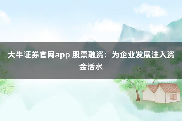 大牛证券官网app 股票融资：为企业发展注入资金活水