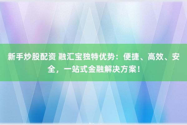 新手炒股配资 融汇宝独特优势：便捷、高效、安全，一站式金融解决方案！