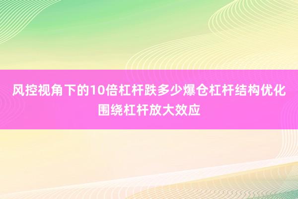 风控视角下的10倍杠杆跌多少爆仓杠杆结构优化围绕杠杆放大效应