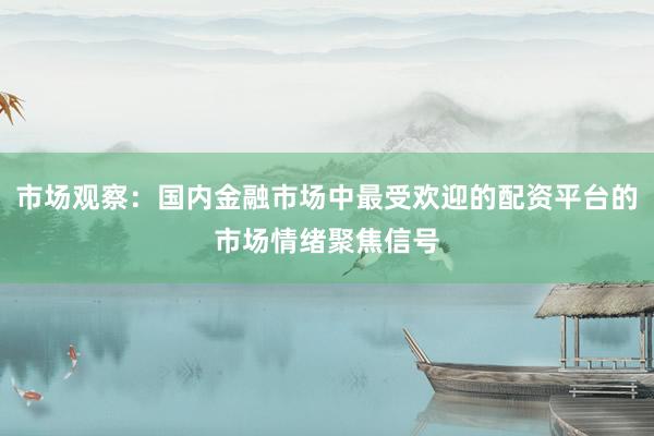 市场观察：国内金融市场中最受欢迎的配资平台的市场情绪聚焦信号
